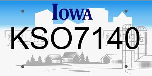 KSO7140 Iowa License Plate