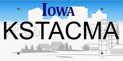 KSTACMA Iowa License Plate