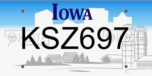 KSZ697 Iowa License Plate