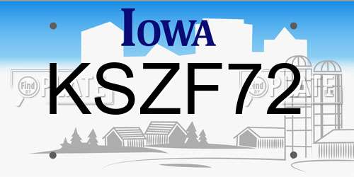 KSZF72 Iowa License Plate