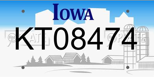 KT08474 Iowa License Plate