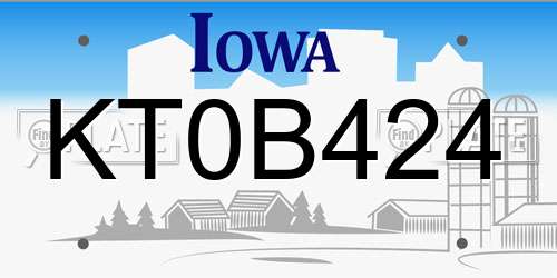 KT0B424 Iowa License Plate