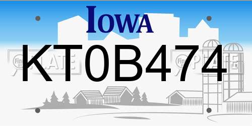 KT0B474 Iowa License Plate