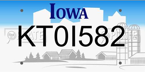 KT0I582 Iowa License Plate