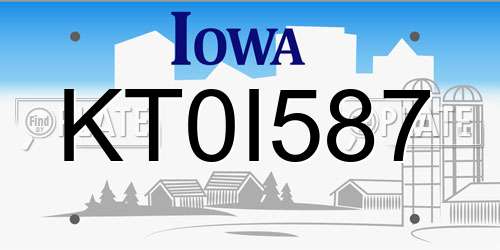 KT0I587 Iowa License Plate