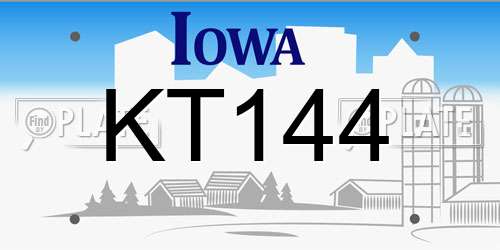 KT144 Iowa License Plate