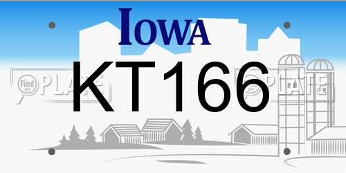 KT166 Iowa License Plate