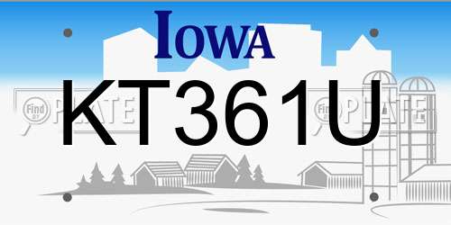 KT361U Iowa License Plate