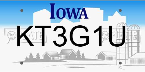 KT3G1U Iowa License Plate