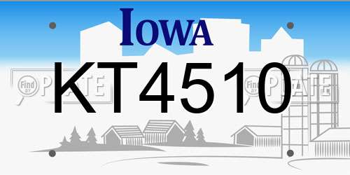 KT4510 Iowa License Plate