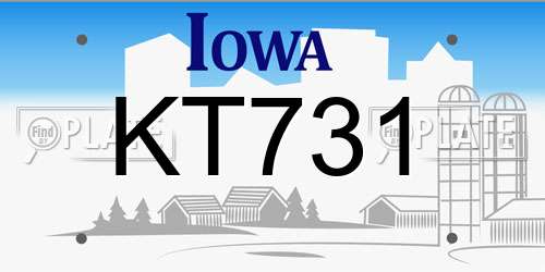 KT731 Iowa License Plate