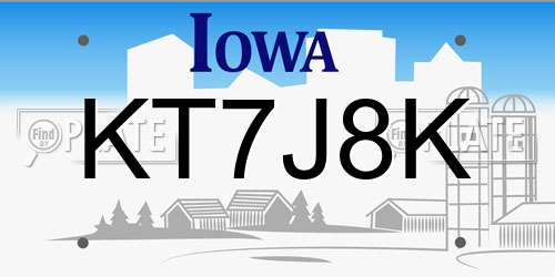 KT7J8K Iowa License Plate