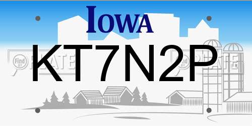 KT7N2P Iowa License Plate