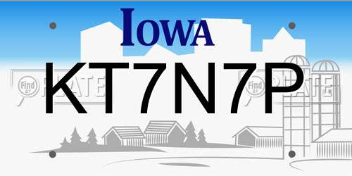 KT7N7P Iowa License Plate