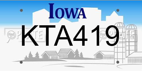 KTA419 Iowa License Plate