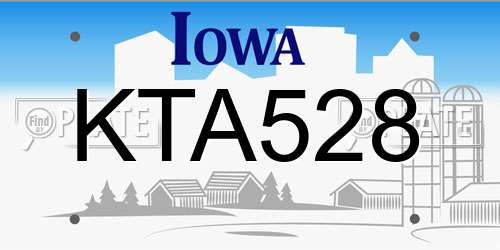 KTA528 Iowa License Plate