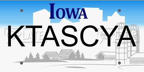 KTASCYA Iowa License Plate