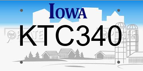KTC340 Iowa License Plate