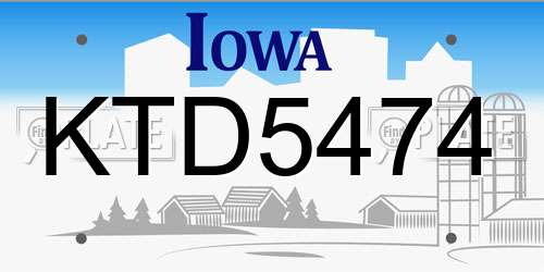 KTD5474 Iowa License Plate