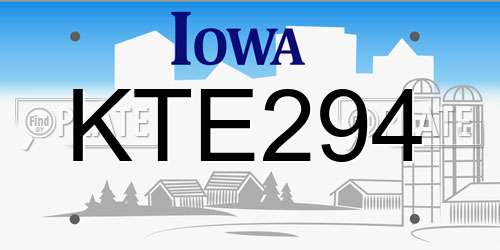 KTE294 Iowa License Plate