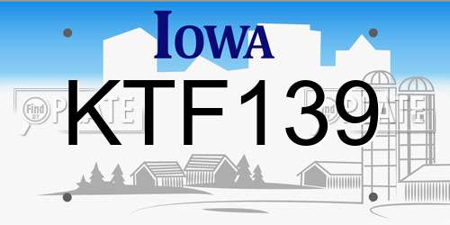 KTF139 Iowa License Plate