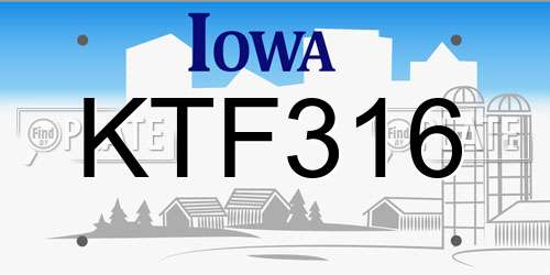 KTF316 Iowa License Plate