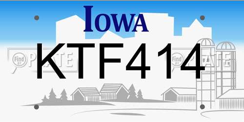 KTF414 Iowa License Plate