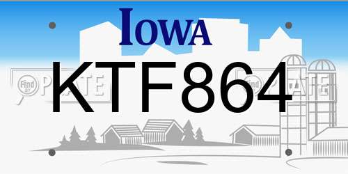 KTF864 Iowa License Plate