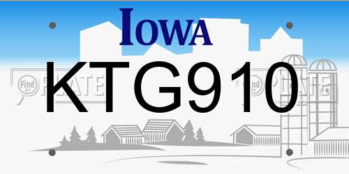 KTG910 Iowa License Plate
