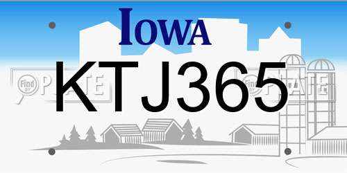 KTJ365 Iowa License Plate