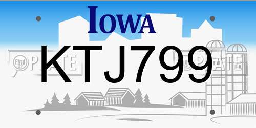 KTJ799 Iowa License Plate