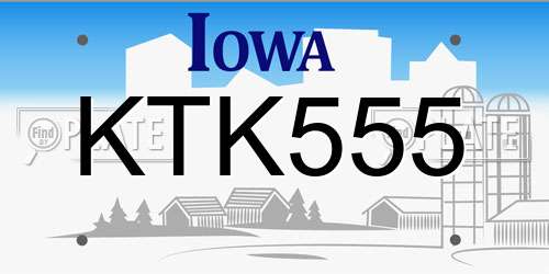 KTK555 Iowa License Plate
