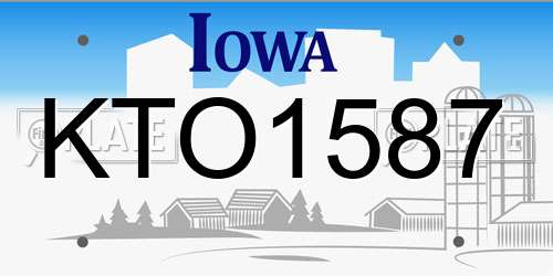 KTO1587 Iowa License Plate