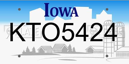 KTO5424 Iowa License Plate