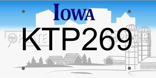 KTP269 Iowa License Plate