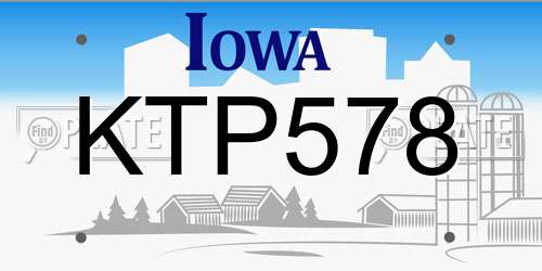 KTP578 Iowa License Plate