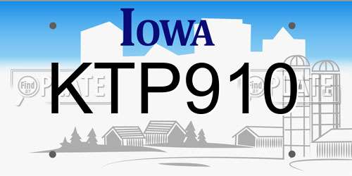 KTP910 Iowa License Plate