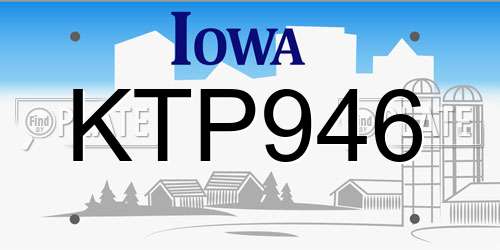 KTP946 Iowa License Plate