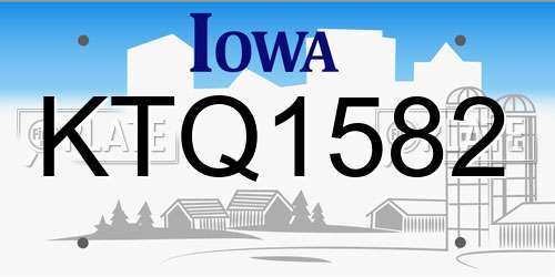 KTQ1582 Iowa License Plate