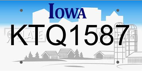 KTQ1587 Iowa License Plate