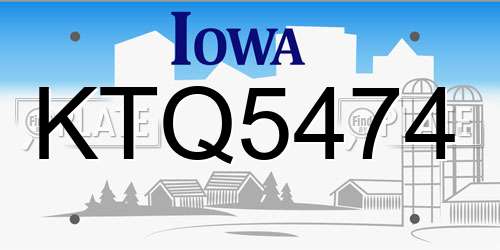 KTQ5474 Iowa License Plate