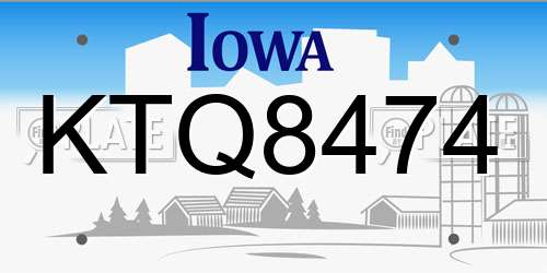 KTQ8474 Iowa License Plate