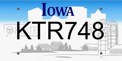 KTR748 Iowa License Plate