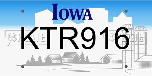 KTR916 Iowa License Plate
