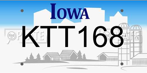 KTT168 Iowa License Plate