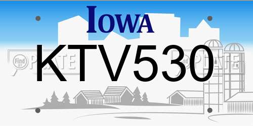 KTV530 Iowa License Plate