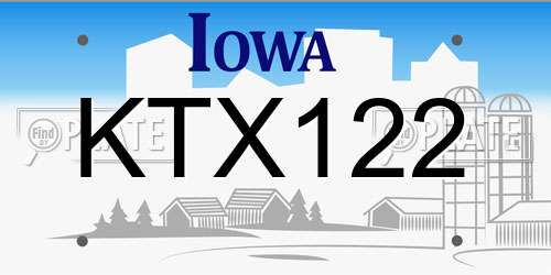 KTX122 Iowa License Plate