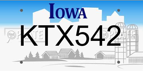 KTX542 Iowa License Plate