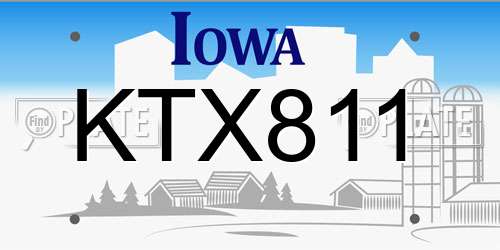 KTX811 Iowa License Plate
