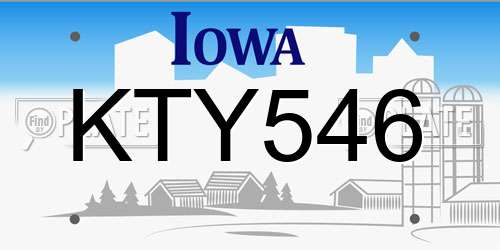 KTY546 Iowa License Plate